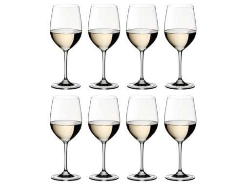 RIEDEL Weißweinglas-Set, Vorteilsset, 8-teilig, für Weißweine wie Chardonnay und Viognier, 350 ml, Kristallglas, Vinum, 7416/05