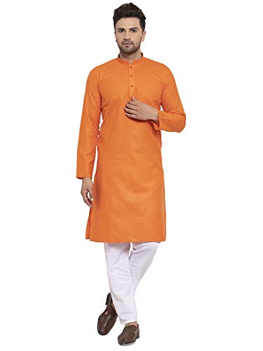 Image of KRAFT INDIA Men's Solid Cotton Rich Stylish Kurta Pyjama Set