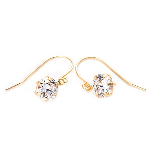 宝石の森 スーパーキュービックジルコニア ピアス K18 イエローゴールド ハート＆キューピット H＆C 大粒 1ctサイズ フック ジプシー シンプル 左右セット レディース