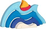 goki Evolution 58317 – Designpuzzle Wellen und Segelboot aus Holz – Stapelspiel zum kreativen Spielen – Made in Europe