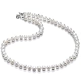 1 Strand Adabele Real Natural Grade A Round White Cultured Freshwater Pearl Organic Gemstone Necklace 16 Inch Long Single String Jewelry PN1-A67