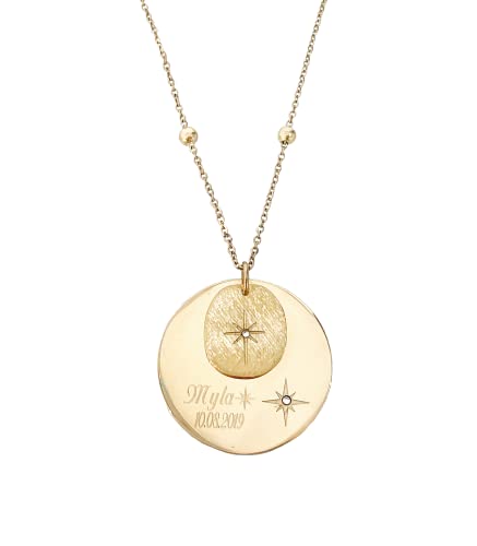 Paloma Bijoux Collier Acier pour Femme Gravure Personnalisable sur Médaillon en Acier Chirurgical 316L pour Femme - Étoile (Or Jaune, Acier Chirurgical 316L) Cover