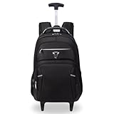 Mochila Bolsa Rodinha Masculina Feminina Notebook Reforçada Viagem Faculdade Escola Trabalho Impermeavel Costas Acolchoadas (PRETO RODINHA)