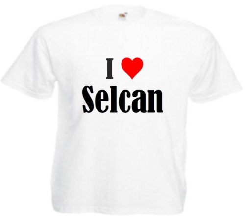 T-Shirt I Love Selcan Größe M Farbe Weiss Druck Schwarz Cover