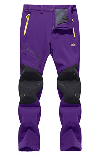 TACVASEN Women's Snowboard Pants Slim Fit Hiking Working Snow Wear Softshell, Purple, 36