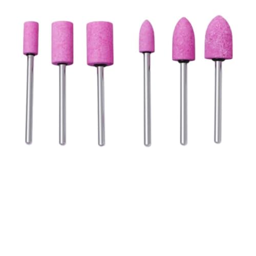Lot de 6 forets pour nail art - Tige de 3 mm - Corindon rouge - Haute dureté - Polissage pour fraises électriques à main - Pour bois, métal, jade