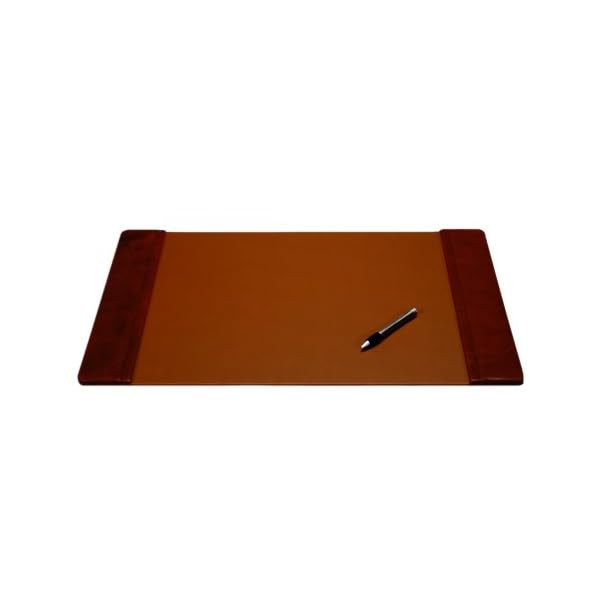 Dacasso pad with side rails luxury leather desk blotter for writing 22 x 14 mocha brown  urban country home decor