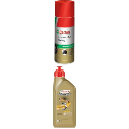Castrol POWER1 2T Aceite de Moto 1L + Castrol Chain Lube Racing 400ml