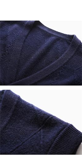 Men Wool Sweater Vest Solid V Neck Sleeveless Knitted Button Cardigan Sweater Vest4