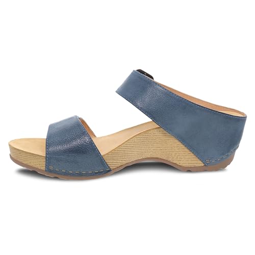 Image of Dansko Tanya Slip-On Wedge Sandal for Women - Cushioned, Contoured Footbed for All-Day Comfort and Support - Hook & Loop Strap with Buckle Detail - Lightweight Rubber Outsole