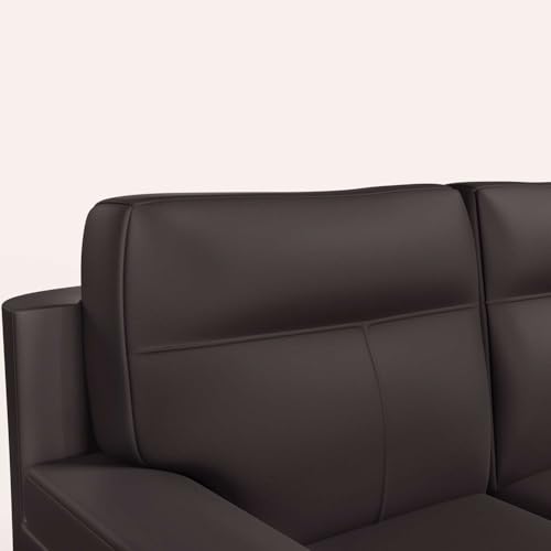 Image of Interio by Godrej Sofa Greta 2 Seater Synthetic Leather Sofa for Living Room, 1-Year Warranty, Solid Wood, Coffee Brown