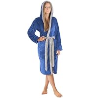 LEBENGOOD Robe de Chambre Femme Hiver, Peignoir Polaire, Sortie de Bain Chaude, OEKO-TEX®,capucha Navy S