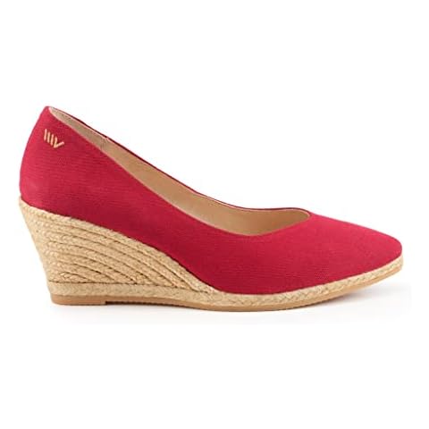 Viscata Rosen Espadrille Canvas Wedges Schuhe 7,0 cm Spanien Handgefertigt Cover