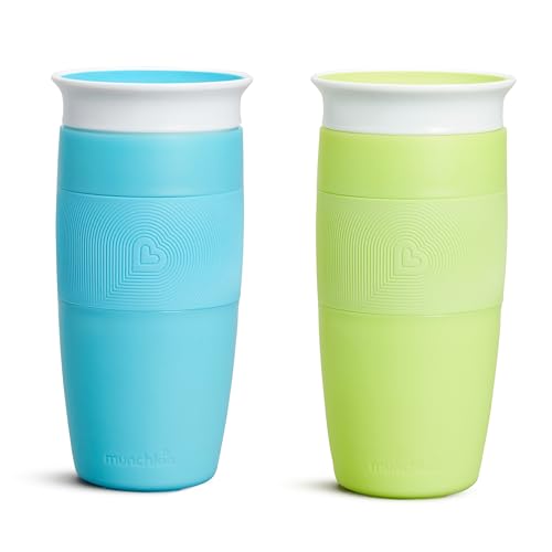 Image of Munchkin Sippy Cup for Toddlers, Miracle 360 Cup, 14 Ounce, 2 Pack, Blue/Green