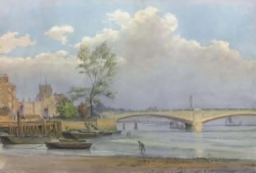 Tableau Tamise Battersea poster art vintage décoration murale salon peinture huile 60x90