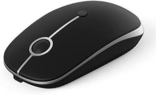 ASHU 2.4G Wireless Rechargeable Mouse, 1000-1600-2400 Adjustable DPI, Widely Compatibility mouse for PC, Laptop and Windows/Mac/Linux, Smooth and Silent, Black and Silver