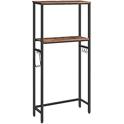 Estanteria Molger Wc HOOBRO Estante de Inodoro, Estantería para Baño de 2 Niveles, Estante de Almacenamiento, con Soporte para Papel Higiénico y Ganchos, Ahorro de Espacio, Marrón Rústico y Negro EBF49TS01