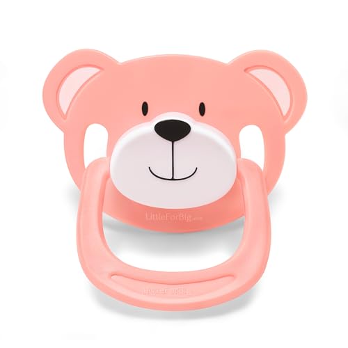LittleForBig Chupete grande de la Generación II con diseño de oso de bebé, color rosa LittleForBig Chupete grande de la Generación II con diseño de oso de bebé, color rosa