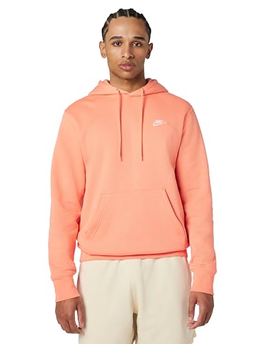 Nike Men's Club Pullover Fleece Hoodie, Orange Frost/Orange Frost/White, Large