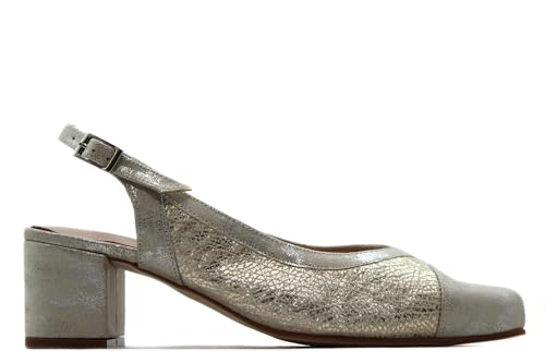 Zany - Zapato de tacón Medio,Destalonado,Tira con Hebilla en el Tobillo,clásico,salón,Escotado para: Mujer Color: Oro Talla:36