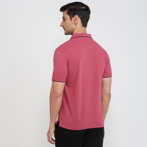 Image of Park Avenue Men Slim Fit Solid Pattern Cotton Polyester Blend Half Sleeve Polo Neck Casual T-Shirt
