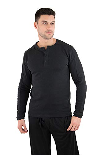 INTIMO Luxury Fleece Henley Black3