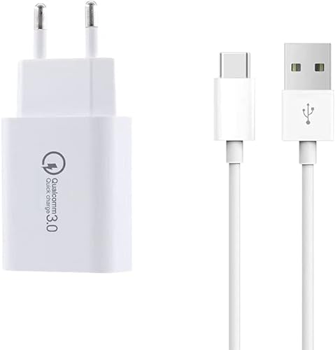 18W Cable Cargador 3.0 USB Tipo C, Cargador de Carga Rápida para Huawei, Honor, Redmi, Xiaomi Mi 10/10 Lite / 9T / 9/8, Sony, para Samsung Galaxy S21, S20, A50, A51, A3, A5, A7, S10, S9, S8, Nota 8/9 Cover