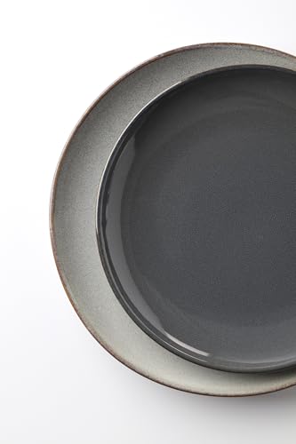 Image of Oneida Organic Shades Gray Stoneware 12-Piece Dinnerware Set for 4