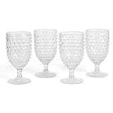 Martha Stewart Chauncey 4-Pack 14.2 oz Hobnail Handmade Glass Goblet - Clear