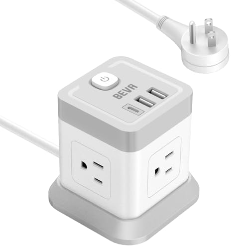BEVA Cubo Multitoma Escritorio Estación de Carga 4 Tomas 3 Puertos USB