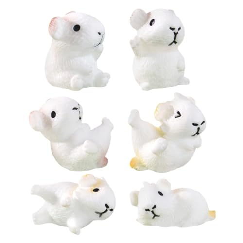 JOINPAYA - JOINPAYA Lot De 6 Figurines De Cobayes en Résine Miniatures, Décoration Micro-Paysage pour Garçon Et Filles, Taille Compacte, Modèle Décoratif De Cochon D’Inde, Jouet Fantaisie pour Bureau Et Jardin