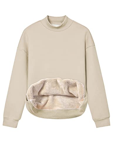 Gihuo Women's Mockneck Sweatshirt Winter Warm Fleece Sherpa Lined Pullover Tops