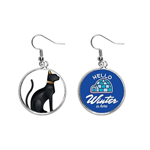 Pendientes de gato egipcio negro el regalo de joyería abstracto ideal para el invierno