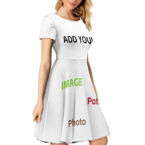 Image of HUGS IDEA Womens Puffy Swing Midi Dress Round Neck Short Sleeve Party A-Line Dresses
