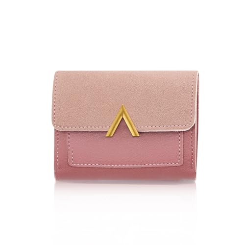 Women Wallet, Trifold Women Purse Short PU Credit Card Holder Transparent Cash Wallet with Snap Button Zipper(Rose Red)2