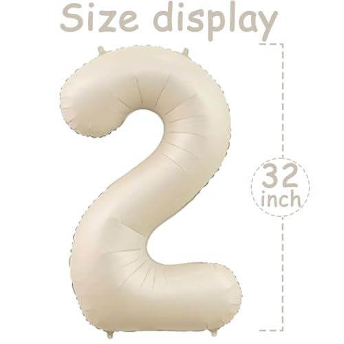 Image of 2026 Beige Foil Balloons, 32Inch, Cream White | Huge Nude Foil Number 2026 Balloons, Birthday Party,Happy New Year Eve, Graduation, Christmas Decorations