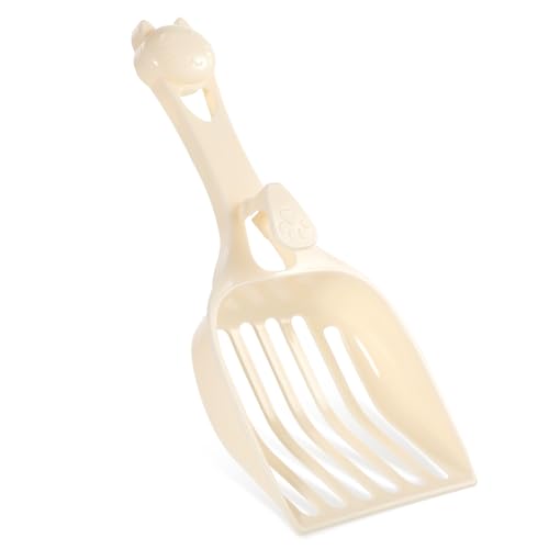 COMNICO Cat Litter Scoop, Durable Plastic Kitty Litter Sifter Scooper with Wide Slats Comfy Handle Deep Shovel Pooper Lifter Captures All Clumps for Easy Sifting Pine Pellets Box (Milky White)