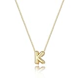 Lisitine Bubble Initial Necklaces Dainty Gold Letter Necklace 14K Gold Plated Cute Name Choker Necklaces for Women Trendy Gold Personalized Jewelry Gift for Women
