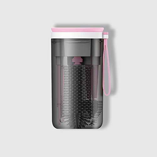 Teeny Travels Baby Bottle Cleaning Kit - Extendable Silicone Cleaning Brush, Built In Drying Rack, Straw Cleaner And Nipple Brush - Easy To Clean, Made For Travel, Family Friendly (Pink) #TOP6