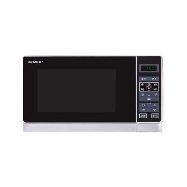 Sharp R242WW Solo-Mikrowelle / 20 L / 800 W / 5 Leistungsstufen / 8 Automatikprogramme / Gewicht- und zeitgesteuerte Auftauen / Kindersicherung / Energiesparmodus / Glasdrehteller (25,5 cm) / weiß