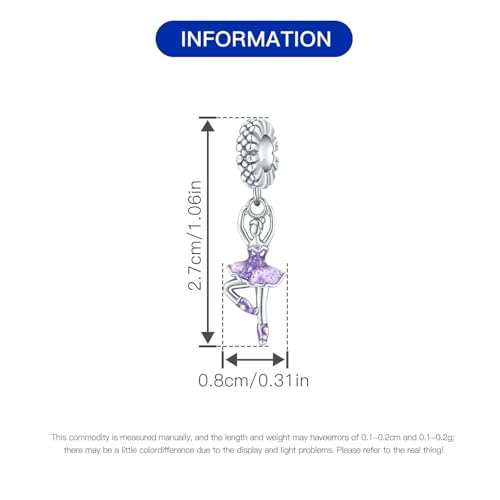 Image of Ballet Charm 925 Sterling Silver Dancer Shoes Anniversary Heart Pendant Family Birthstone Mom Dangle for Pandora Charm Bracelet