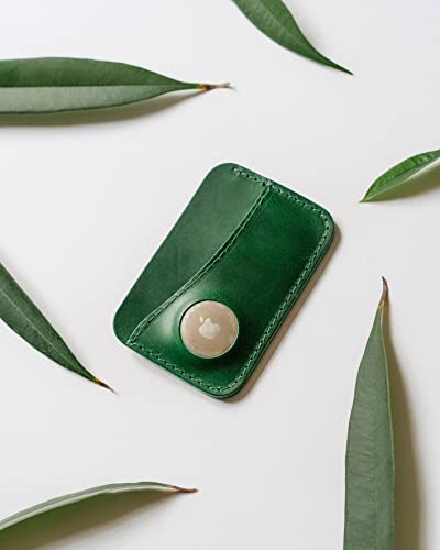 Leather Card Wallet compatible with Apple Airtag - Handmade Minimalist Premium Full Grain Leather Card Wallet Compatible With Tracking Device3