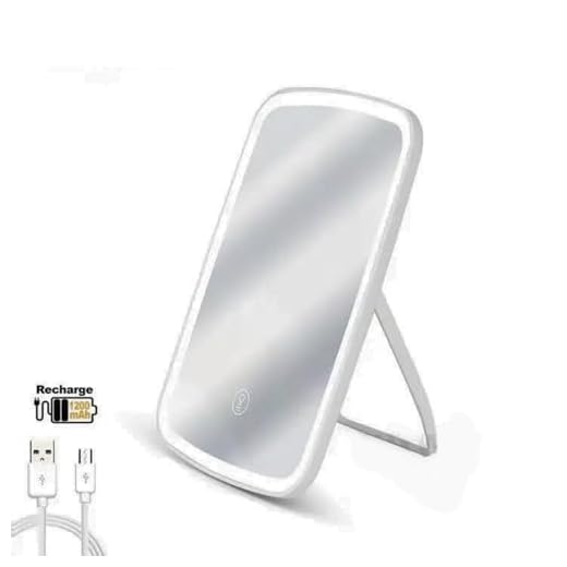 Espelho Maquiagem, Espelho Maquiagem com LED, Espelho Maquiagem com Luz, Espelho Maquiagem Portátil, Espelho Maquiagem Mesa, Espelho Recarregável