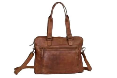 Bear-Design Sac à bandoulière en cuir pour ordinateur portable - Cognac, cognac