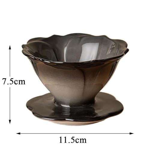 Hosoncovy Ceramiczny kwiat kroplówka do kawy uchwyt filtra do kawy filtr do kawy stożek ekspres do kawy kubek (czarny)