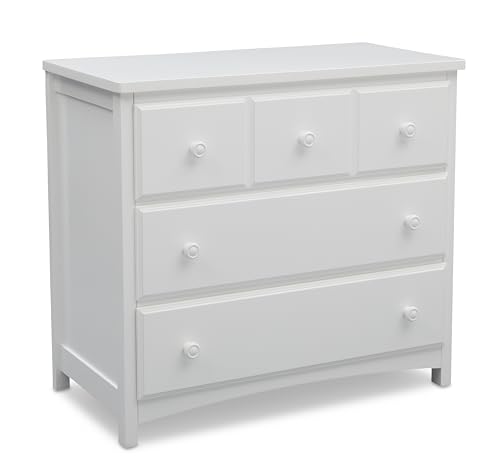 Image of Delta Children 3 Drawer Dresser with Interlocking Drawers, Bianca White