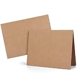 Eupako Brown Blank Cards with A7 Envelopes 100 Pack, 5x7 Heavyweight Folded Cardstock and 5.25x7.25