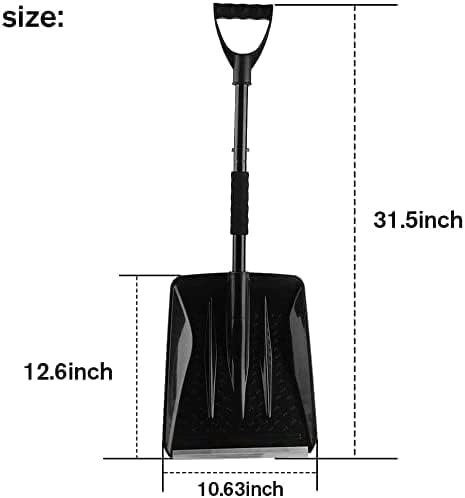 review Snow Shovel, Portable Folding Shovel with Extendable Ergonomical Handle Lightweight Snow Shovel for Car Camping & Outdoor Emergency (Black)