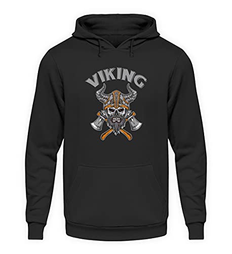 Sweat à capuche Viking noir en taille L avec poche kangourou et finitions robustes