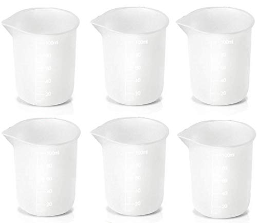 Fineder 6pcs Silicone Measuring Cups for Resin 100ml, DIY Glue Tools Cup Making Handmade Craft Nonstick Silicone Mixing Cups